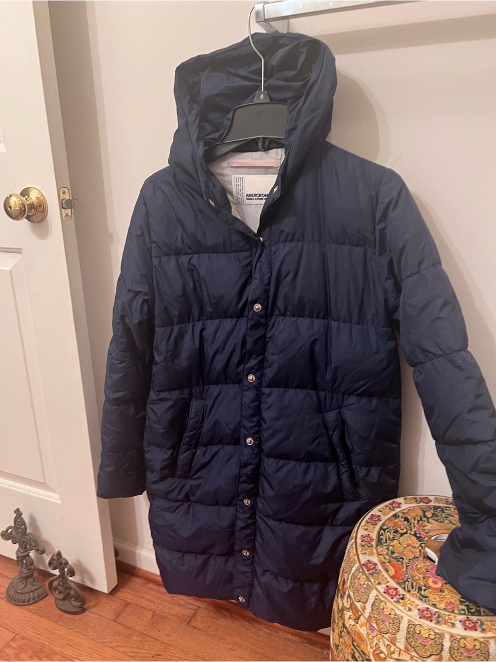 Abercrombie and Finch navy blue long puffer coat. Size M